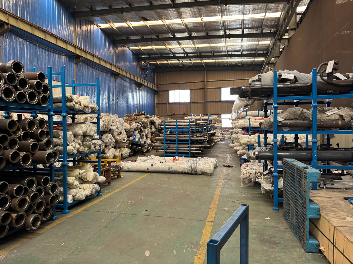 Hydraulic cylinder component inventory inside manufacturing workshop